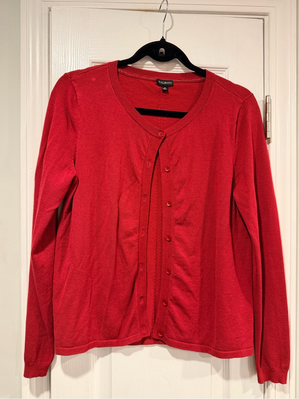 Talbots Size M Long Sleeve Button Front Round Neck Fine Knit Cardigan Sweater